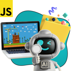 Язык программирования JavaScript + AI. Проектное обучение + геймификация + AI-помощники - КИБЕРшкола программирования для детей, компьютерные курсы для школьников, начинающих и подростков - KIBERone г. Рамонь